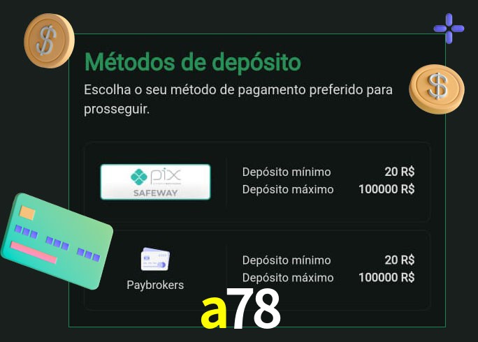 O cassino a78 oferece uma grande variedade de métodos de pagamento